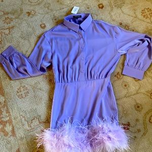 Beautiful Lavender Medium Dress With Feather hemline